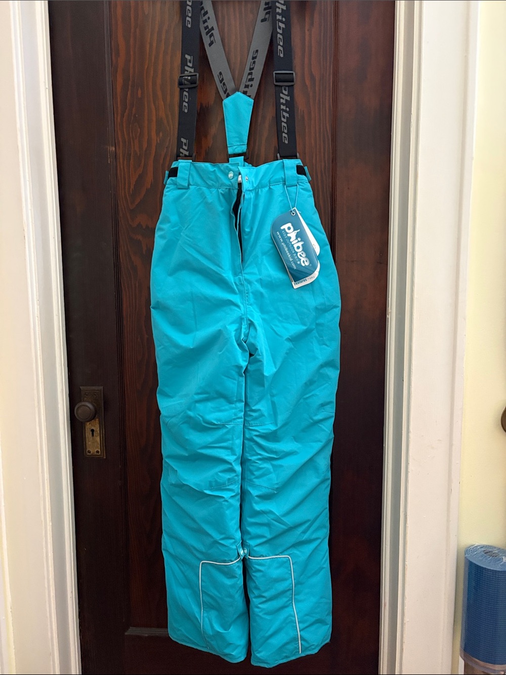 Kids' Teal Snow Pants with Adjustable Suspenders